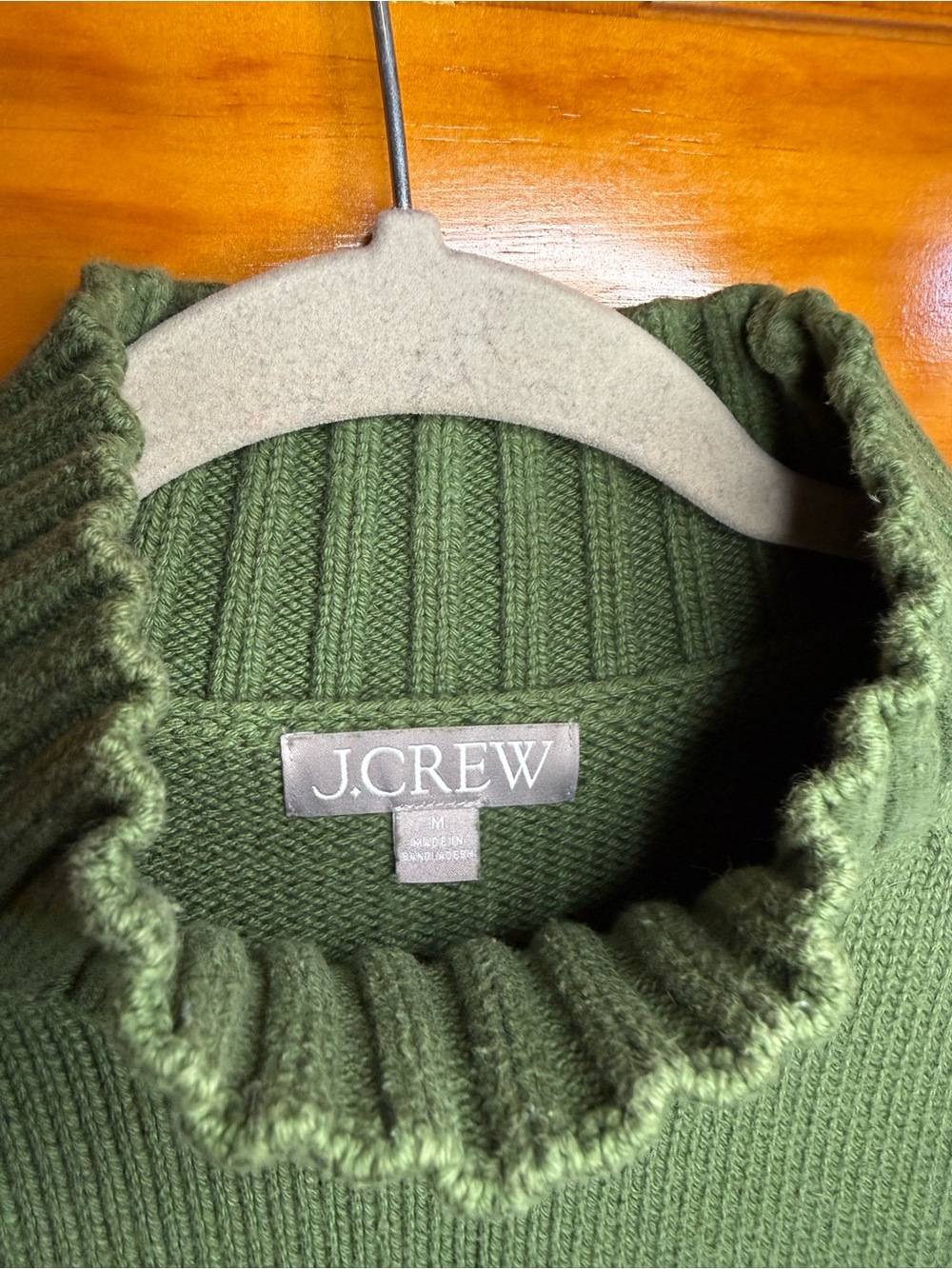 J. Crew 100% Cotton Ribbed Turtleneck Sweater size Medium Spring Green - Picture 2 of 7